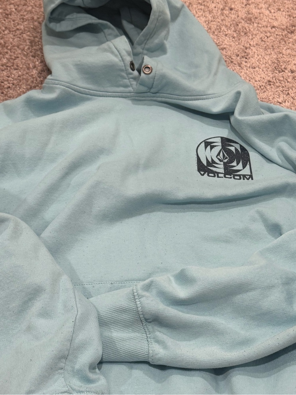 Volcom Light Blue Pullover Hoodie with Chest Logo